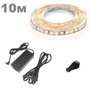 Комплект светодиодной LED ленты 10м 120led/m нейтральный фото