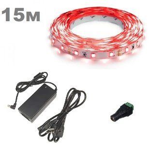 Комплект светодиодной LED ленты 15м 60led/m красный фото