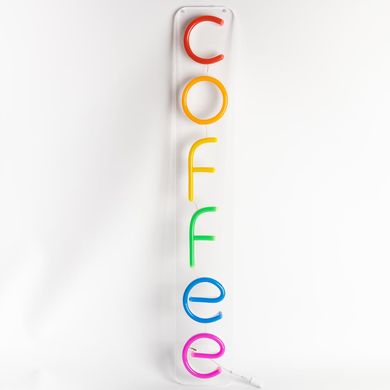 Неонова вивіска COFFEE вертикальна Різнокольорова