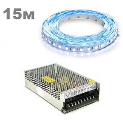 Комплект світлодіодної LED стрічки 15м 120led/m синій фото
