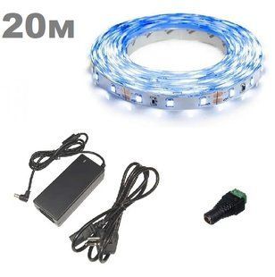 Комплект светодиодной LED ленты 20м 60led/m синий фото