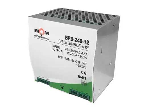 Блок живлення на DIN-рейку 12v 20а 240w фото