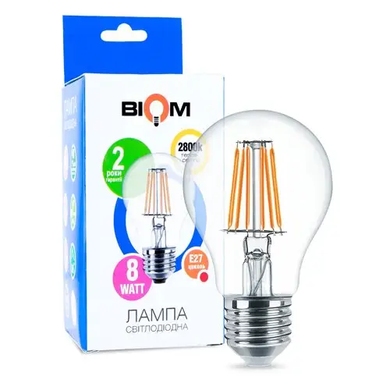 LED лампочка Filament E27 A60 8вт 2800К фото