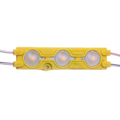 LED модуль 12v SMD 5730 3led Жовтий з лінзою фото