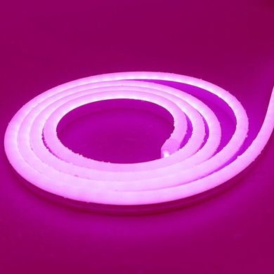 Гнучкий LED неон 12v 6*12мм 1см рожевий Стандарт фото