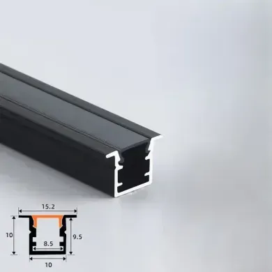 Врезной профиль узкий LT-102b 11*10*16мм 1м Черный + черный рассеиватель фото