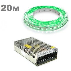 Комплект світлодіодної LED стрічки 20м 120led/m зелений фото