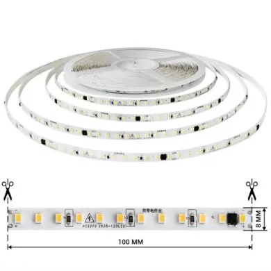 Світлодіодна LED стрічка 220v IP44 2835 120led/m холодний 20м фото