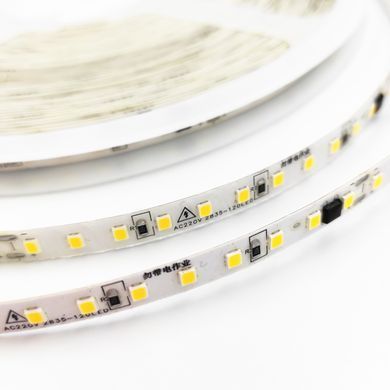 Светодиодная LED лента 220v IP20 2835 120led/m теплый 20м фото