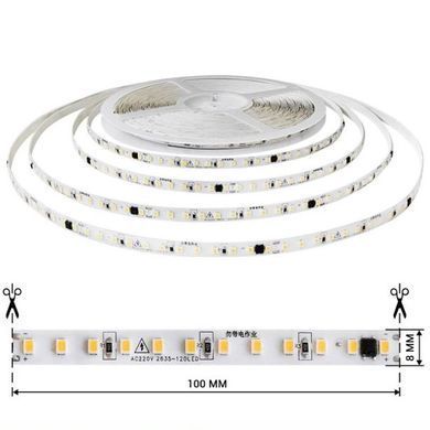 Светодиодная LED лента 220v IP20 2835 120led/m теплый 20м фото