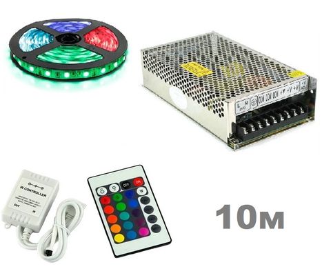 Комплект светодиодной LED ленты 12в RGB 10м 60led/m ip20 фото