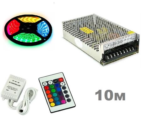 Комплект светодиодной LED ленты 12в RGB 10м 60led/m ip65 фото