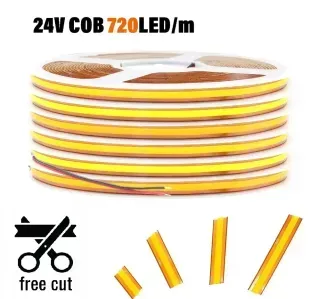LED лента COB 24v 720д/м FREE CUT белый фото