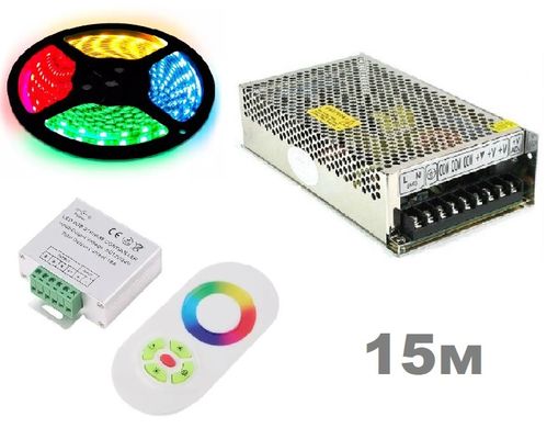 Комплект світлодіодної LED стрічки 12в RGB 15м 60led/m ip65 фото