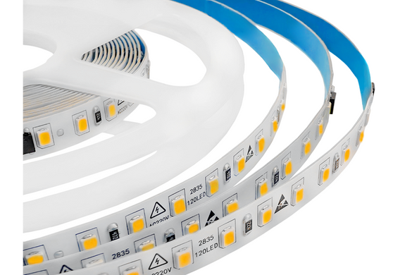 Светодиодная лента 220v IP20 2835 120led/m теплый 5м фото