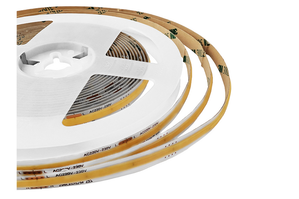 Світлодіодна стрічка 220v IP20 COB 296led/m теплий 5м фото