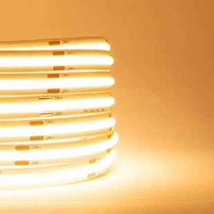 Світлодіодна LED стрічка COB 24v 480д/м теплий Преміум фото
